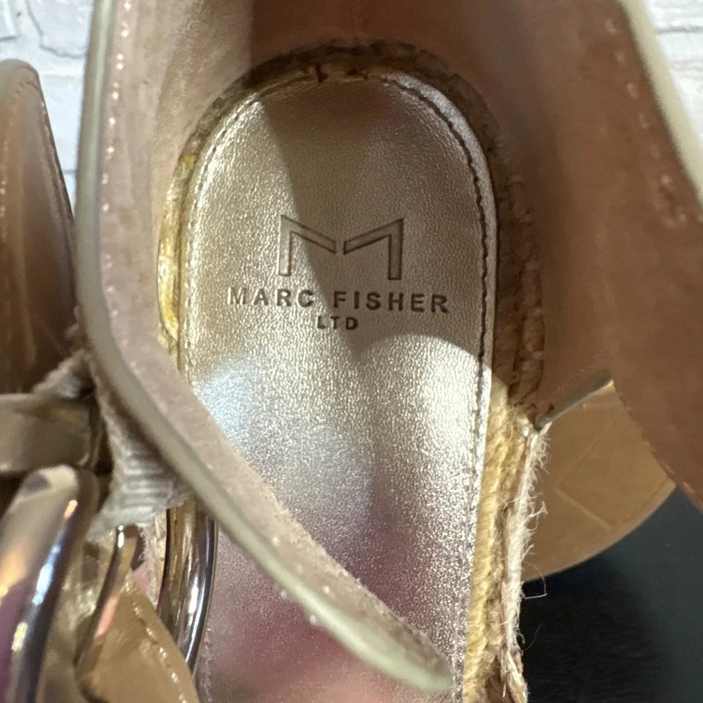 Marc Fisher Aylon woven platform wedges Wedge Sandal metallic‎ gold Size 9
